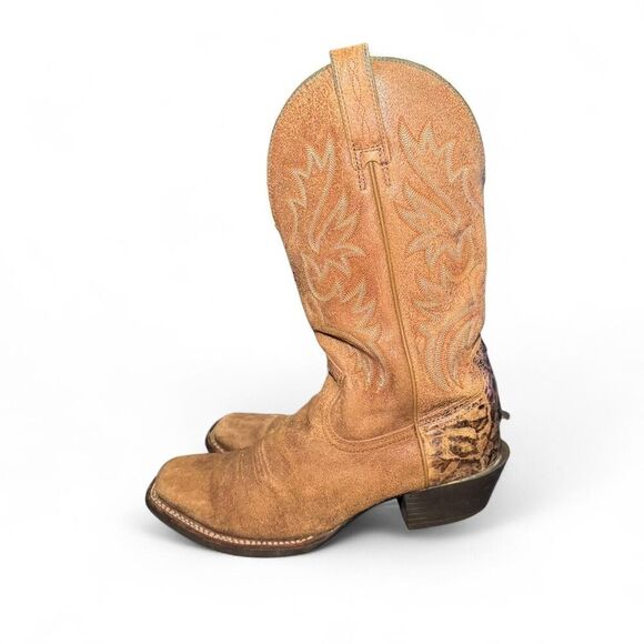 Ariat Men’s Cowboy Boots Size 8.5D Distressed Tan Leather Western Square Toe - Picture 2 of 6